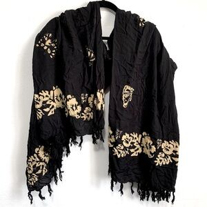 Floral Butterfly Tie-Dye Print Fringe Scarf